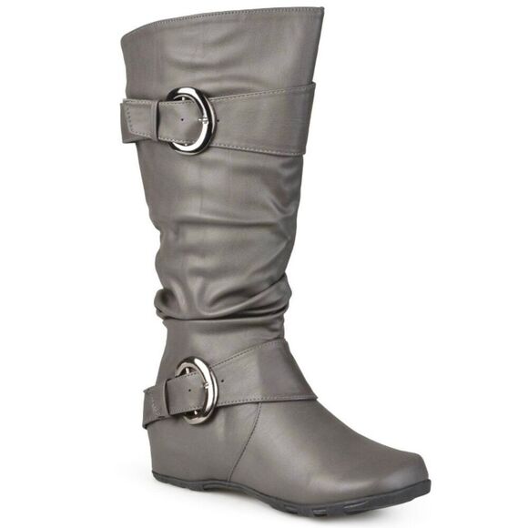 Journee Collection Knee High Boots Gray Size‎ 10 Wide Calf Slouchy Style NEW - Picture 1 of 10